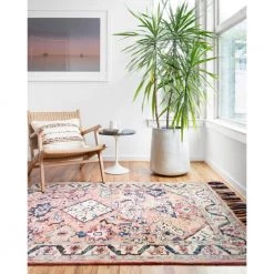 Elka Pink/Multi 7 ft. 9 in. x 9 ft. 9 in. Transitional 100% Wool Area Rug by LOLOI II -Bungalow Flooring Store pink multi loloi ii area rugs elkaelk 04piml7999 31 1000