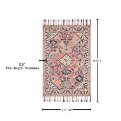 Elka Pink/Multi 7 ft. 9 in. x 9 ft. 9 in. Transitional 100% Wool Area Rug by LOLOI II -Bungalow Flooring Store pink multi loloi ii area rugs elkaelk 04piml7999 76 1000