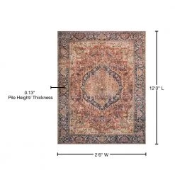 Layla Red/Navy 2 ft. 6 in. x 12 ft. Traditional 100% Polyester Runner Rug by LOLOI II -Bungalow Flooring Store red navy loloi ii area rugs layllay 08renv26c0 76 1000