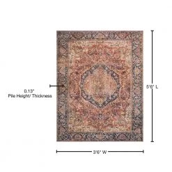 Layla Red/Navy 3 ft. 6 in. x 5 ft. 6 in. Traditional 100% Polyester Area Rug by LOLOI II -Bungalow Flooring Store red navy loloi ii area rugs layllay 08renv3656 76 1000