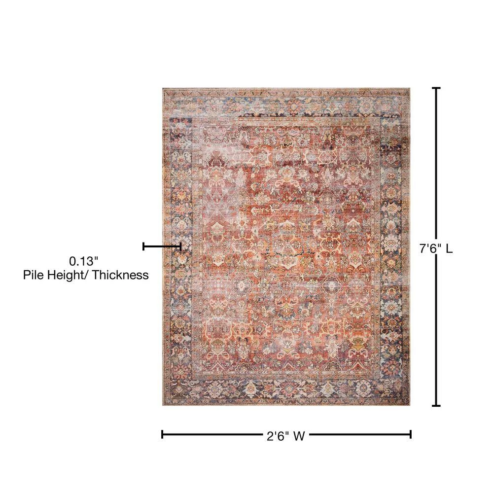 Layla Spice/Marine 2 ft. 6 in. x 7 ft. 6 in. Traditional 100% Polyester Runner Rug by LOLOI II 4 Layla Spice/Marine 2 ft. 6 in. x 7 ft. 6 in. Traditional 100% Polyester Runner Rug by LOLOI II - Image 4