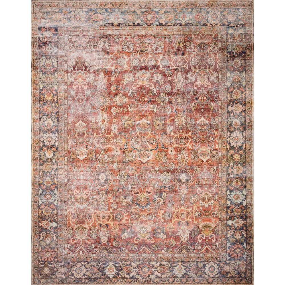 Layla Spice/Marine 3 ft. 6 in. x 5 ft. 6 in. Traditional 100% Polyester Area Rug by LOLOI II 1 Layla Spice/Marine 3 ft. 6 in. x 5 ft. 6 in. Traditional 100% Polyester Area Rug by LOLOI II