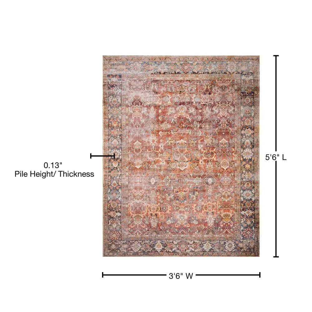 Layla Spice/Marine 3 ft. 6 in. x 5 ft. 6 in. Traditional 100% Polyester Area Rug by LOLOI II 4 Layla Spice/Marine 3 ft. 6 in. x 5 ft. 6 in. Traditional 100% Polyester Area Rug by LOLOI II - Image 4
