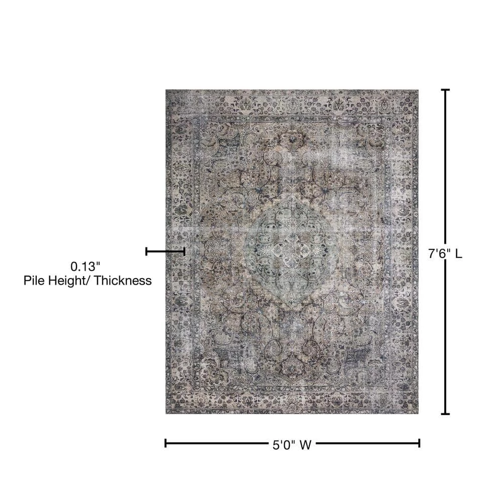 Layla Taupe/Stone 5 ft. x 7 ft. 6 in. Traditional 100% Polyester Area Rug by LOLOI II 3 Layla Taupe/Stone 5 ft. x 7 ft. 6 in. Traditional 100% Polyester Area Rug by LOLOI II - Image 3